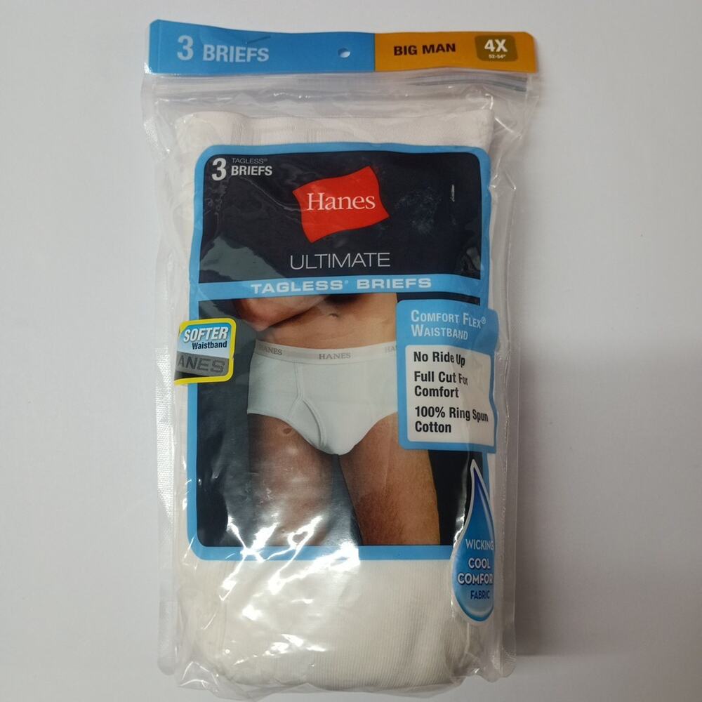 Hanes Tagless Briefs Mens Comfort Flex Waist Size 4X Pkg-3pk‎